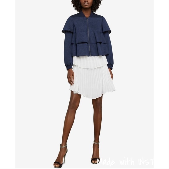 BCBGMaxAzria Pinstripe Ruffle Tiered Jacket - Picture 1 of 7